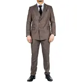TruClothing Klassiek bruin 2-delig herenpak met dubbele rij knopen