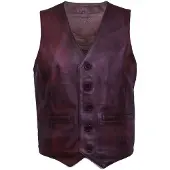 Infinity Leather Bruinen lederen vest formeel traditioneel giletvest