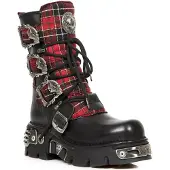 New rock Tartan lederen gotische laarzen-391T-S1