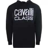 Cavalli Class zwarte hoodie met bloemenlogo
