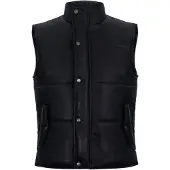 Infinity Leather Puffer warmer vest Mouwloos gewatteerd leren jack