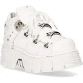 New rock wit lederen gotische enkellaarzen ¬-106N-S8