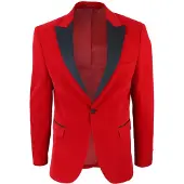 TruClothing Heren rood fluwelen diner smoking colbert blazer