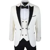 TruClothing Heren beige smoking blazer vest brokaat ivoor satijn paisley dinerjas