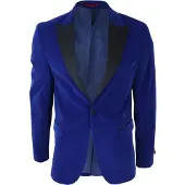 TruClothing Heren blauw fluwelen diner smoking colbert blazer