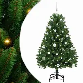 vidaXL - Kunstkerstboom - 150 - cm - 150 - LED's - Warmwit - PVC - en - Staal - Groen