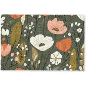 MuchoWow Deurmat 60x40 cm - Droogloopmat Bloemen - Illustratie - Groen - Mat voor binnen - Schoonloopmat - Deurmatten met print - Inloopmat