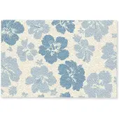 MuchoWow Deurmat 90x60 cm - Droogloopmat Hibiscusbloemen - Blauw - Patroon - Tropisch - Mat voor binnen - Schoonloopmat - Deurmatten met print - Inloopmat