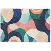 MuchoWow Deurmat 90x60 cm - Droogloopmat Abstract - Blauw - Roze - Mat voor binnen - Schoonloopmat - Deurmatten met print - Inloopmat
