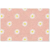 MuchoWow Deurmat 90x60 cm - Droogloopmat Madeliefjes - Pastel - Wit - Roze - Bloemen print - Mat voor binnen - Schoonloopmat - Deurmatten met print - Inloopmat