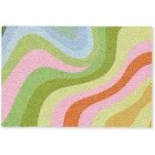 MuchoWow Deurmat 60x40 cm - Droogloopmat Lijnen - Pasteltinten - Golvend - Mat voor binnen - Schoonloopmat - Deurmatten met print - Inloopmat