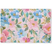 MuchoWow Deurmat 90x60 cm - Droogloopmat Blauw - Roze - Bloemen - Mat voor binnen - Schoonloopmat - Deurmatten met print - Inloopmat