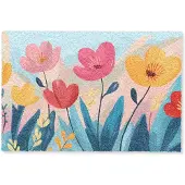 MuchoWow Deurmat 60x40 cm - Droogloopmat Illustratie - Bloemen - Kleurrijk - Mat voor binnen - Schoonloopmat - Deurmatten met print - Inloopmat