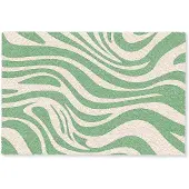 MuchoWow Deurmat 60x40 cm - Droogloopmat Zebrapatroon - Groen - Retro - Mat voor binnen - Schoonloopmat - Deurmatten met print - Inloopmat