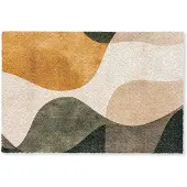 MuchoWow Deurmat 90x60 cm - Droogloopmat Vormen - Okergeel - Abstract - Mat voor binnen - Schoonloopmat - Deurmatten met print - Inloopmat