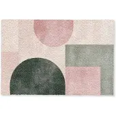 MuchoWow Deurmat 60x40 cm - Droogloopmat Vormen - Abstract - Cirkel - Zwart - Mat voor binnen - Schoonloopmat - Deurmatten met print - Inloopmat