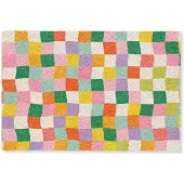 MuchoWow Deurmat 60x40 cm - Droogloopmat Vierkanten - Kleurrijk - Golvend - Mat voor binnen - Schoonloopmat - Deurmatten met print - Inloopmat