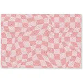 MuchoWow Deurmat 90x60 cm - Droogloopmat Hokjes patroon - Roze - Golvende lijnen - Mat voor binnen - Schoonloopmat - Deurmatten met print - Inloopmat