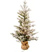 Molecule A Perfect Christmas 31VAXT91L Vaxo Flocked Table Tree Burlap Base - 91 cm