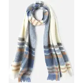 Damart - Geruite sjaal - Dames - Blauw - Eén maat