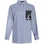 Jansen Amsterdam Dames Blouses Goldie Blouse Cs3 726 Sequins Pocket - Multi - Maat 38