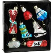 Mica Decorations Wintersport kerst ornament | | Set van 7 (Glas)