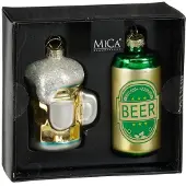Mica Decorations Bier kerst ornament | | Set van 2 (Glas)