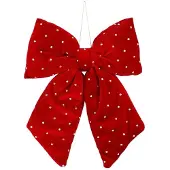 House of Seasons Kerststrik | polyester | rood met spikkels | 23cm