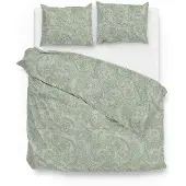 Zo! Home Dekbedovertrek Paisley-di-Lino Moss-Green Katoen-200 x 200 / 220 cm | 2-Persoons