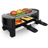 Cecotec Cheese&Grill 3200 Pocket AllStone, geschikt voor 2 personen, roestvrij staal, 3 zones, zwart, rechthoekig, 200 x 100 mm