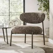 Dimehouse Ronde Scandinavische fauteuil bruin gemêleerde stof Nova - Chenille - Japandi