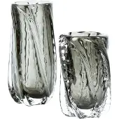 Woood Paragon Handgemaakte Vaas - Glas - Antraciet - 21x13x13