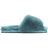 Infinity Leather Dames schapenvacht pantoffels blauwgroene warme winterbont slippers - Nordic