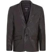 Infinity Leather Heren Zwart Slim Leren Italiaanse Blazer Jas-Somero