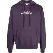 OFF-WHITE Gebroken witte slim-fit aubergine hoodie met scriptlogo