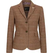 TruClothing Dames Oak Brown Tailored Fit Tweed Blazer met visgraatmotief