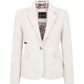 TruClothing Crèmekleurige getailleerde damesblazer van wolmix tweed
