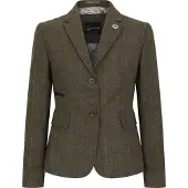 TruClothing Dames olijfgroene tweedblazer met visgraatmotief