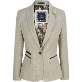 TruClothing Dames Tweed Herringbone Cream Jas Peaky Blinders