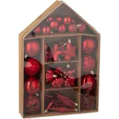 J-Line kerstbal - kunststof - rood - doos van 50