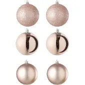 J-Line kerstbal - kunststof - lichtroze - doos van 6