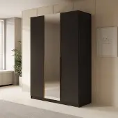 Meubella - Kledingkast Sabre 2 - Zwart - 150 cm - Met spiegel