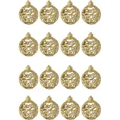 J-Line kerstbal Barok - kunststof - goud - doos van 16