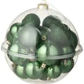 J-Line kerstbal - kunststof - groen - doos van 24