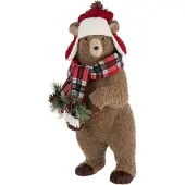 J-Line figuur Beer + Muts - polyester - bruin