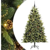 vidaXL Kunstmatige Scharnierende Kerstboom met Kegels Groen 240 cm
