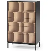 Vicco Eliza Ladekast – 76 x 120 cm met 5 laden Zwart/eiken