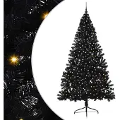 vidaXL Kunststof Voorverlichte Kerstboom met 300 LED Zwart 240 cm PVC