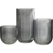 J-Line vaas Gestreept - glas - zwart - large