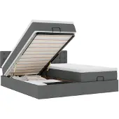 vidaXL Ottoman bed met matrassen en LED's 160x200cm stof donkergrijs